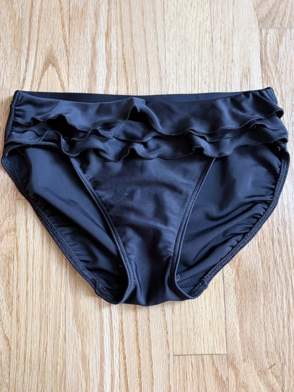 Be Creative Black Ruffled Bikini Bottoms Petite Small NWOT